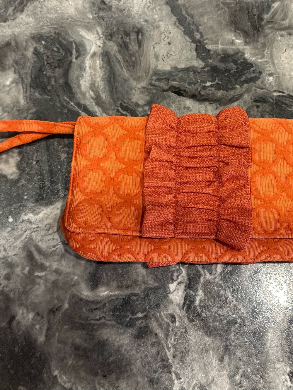 a new day Orange Ruffle Wristlet Clutch